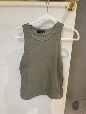 Final Touch Olive Waffle-Knit Crew Neck Top